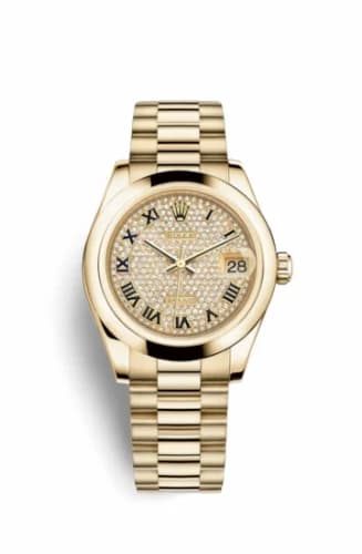 Rolex Datejust 31 Yellow Gold Domed / President / Paved Roman 178248-0091 — фото часов Rolex Datejust 31 Yellow Gold Domed / President / Paved Roman 178248-0091 — фото часов