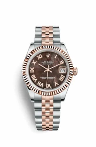 Rolex Datejust 31 Rolesor Everose Fluted / Jubilee / Black MOP Roman 178271-0031 — фото часов Rolex Datejust 31 Rolesor Everose Fluted / Jubilee / Black MOP Roman 178271-0031 — фото часов
