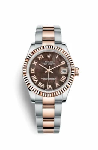 Rolex Datejust 31 Rolesor Everose Fluted / Oyster / Black MOP Roman 178271-0047 — фото часов Rolex Datejust 31 Rolesor Everose Fluted / Oyster / Black MOP Roman 178271-0047 — фото часов