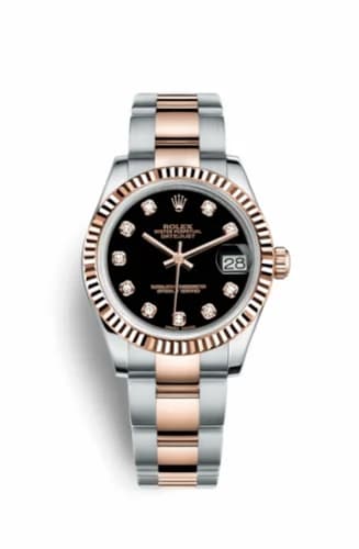 Rolex Datejust 31 Rolesor Everose Fluted / Oyster / Black Diamond 178271-0049 — фото часов Rolex Datejust 31 Rolesor Everose Fluted / Oyster / Black Diamond 178271-0049 — фото часов