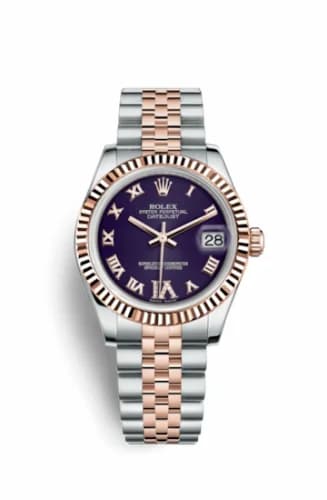 Rolex Datejust 31 Rolesor Everose Fluted / Jubilee / Purple Roman 178271-0072 — фото часов Rolex Datejust 31 Rolesor Everose Fluted / Jubilee / Purple Roman 178271-0072 — фото часов