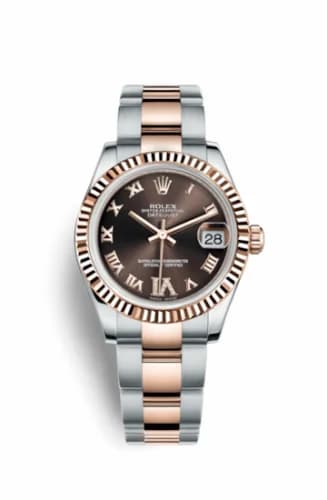 Rolex Datejust 31 Rolesor Everose Fluted / Oyster / Chocolate Roman 178271-0075 — фото часов Rolex Datejust 31 Rolesor Everose Fluted / Oyster / Chocolate Roman 178271-0075 — фото часов