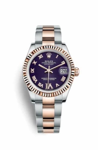Rolex Datejust 31 Rolesor Everose Fluted / Oyster / Purple Roman 178271-0076 — фото часов Rolex Datejust 31 Rolesor Everose Fluted / Oyster / Purple Roman 178271-0076 — фото часов
