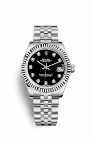 Rolex Datejust 31 Stainless Steel Fluted / Jubilee / Black - Diamond 178274-0014 — фото часов Rolex Datejust 31 Stainless Steel Fluted / Jubilee / Black - Diamond 178274-0014 — фото часов