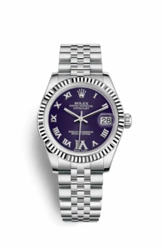Rolex Datejust 31 Stainless Steel Fluted / Jubilee / Purple Roman 178274-0088 — фото часов Rolex Datejust 31 Stainless Steel Fluted / Jubilee / Purple Roman 178274-0088 — фото часов
