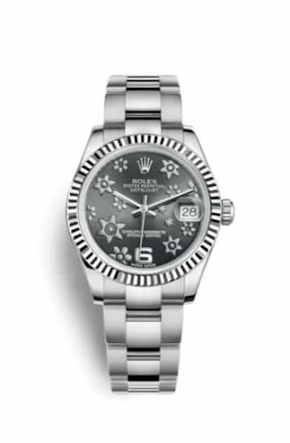 Rolex Datejust 31 Stainless Steel Fluted / Oyster / Dark Rhodium Floral 178274-0091 — фото часов Rolex Datejust 31 Stainless Steel Fluted / Oyster / Dark Rhodium Floral 178274-0091 — фото часов