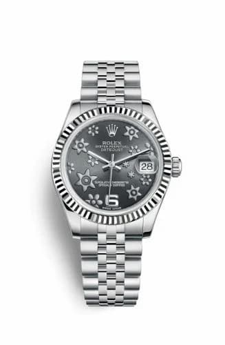 Rolex Datejust 31 Stainless Steel Fluted / Jubilee / Dark Rhodium Floral 178274-0092