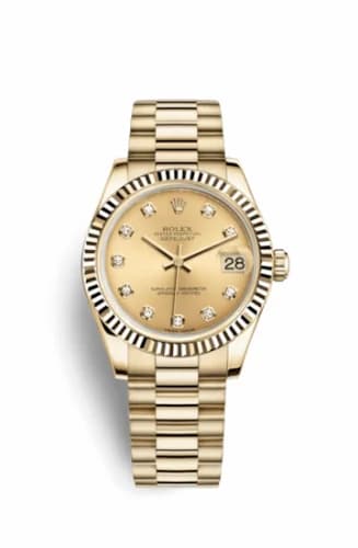 Rolex Datejust 31 Yellow Gold Fluted / President / Champagne Diamond 178278-0018 — фото часов Rolex Datejust 31 Yellow Gold Fluted / President / Champagne Diamond 178278-0018 — фото часов