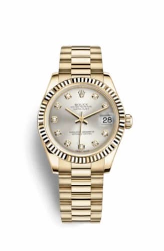 Rolex Datejust 31 Yellow Gold Fluted / President / Silver Diamond 178278-0040 — фото часов Rolex Datejust 31 Yellow Gold Fluted / President / Silver Diamond 178278-0040 — фото часов