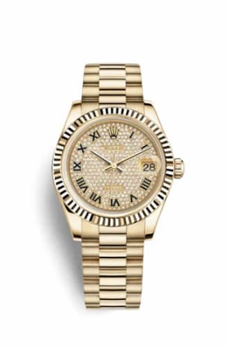 Rolex Datejust 31 Yellow Gold Fluted / President / Paved Roman 178278-0079 — фото часов Rolex Datejust 31 Yellow Gold Fluted / President / Paved Roman 178278-0079 — фото часов