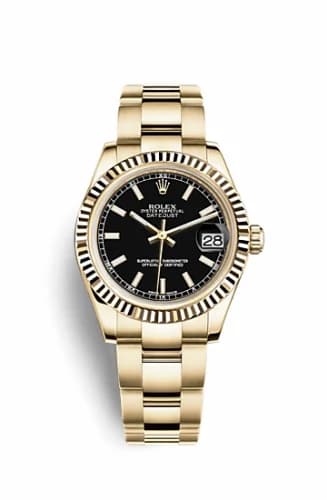 Rolex Datejust 31 Yellow Gold Fluted / Oyster / Black 178278-0106 — фото часов Rolex Datejust 31 Yellow Gold Fluted / Oyster / Black 178278-0106 — фото часов