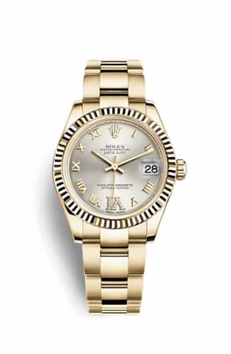Rolex Datejust 31 Yellow Gold Fluted / Oyster / Silver Roman 178278-0126 — фото часов Rolex Datejust 31 Yellow Gold Fluted / Oyster / Silver Roman 178278-0126 — фото часов