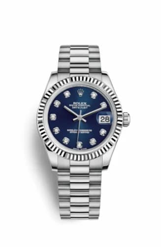 Rolex Datejust 31 White Gold Fluted / President / Blue Diamond 178279-0033 — фото часов Rolex Datejust 31 White Gold Fluted / President / Blue Diamond 178279-0033 — фото часов