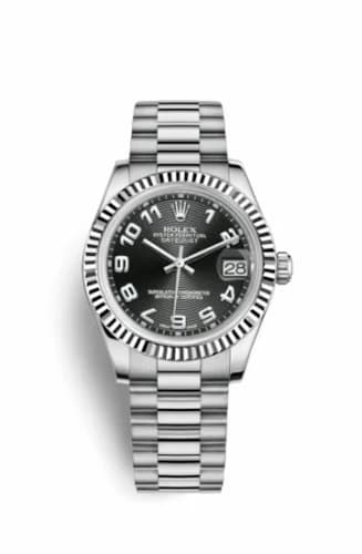 Rolex Datejust 31 White Gold Fluted / President / Black Arabic 178279-0054 — фото часов Rolex Datejust 31 White Gold Fluted / President / Black Arabic 178279-0054 — фото часов