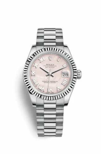 Rolex Datejust 31 White Gold Fluted / President / Pink MOP Roman 178279-0058 — фото часов Rolex Datejust 31 White Gold Fluted / President / Pink MOP Roman 178279-0058 — фото часов
