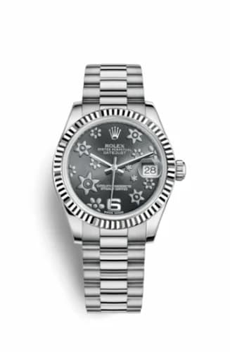 Rolex Datejust 31 White Gold Fluted / President / Dark Rhodium Floral 178279-0072 — фото часов Rolex Datejust 31 White Gold Fluted / President / Dark Rhodium Floral 178279-0072 — фото часов