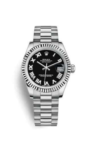Rolex Datejust 31 White Gold Fluted / President / Black Roman 178279-0082 — фото часов Rolex Datejust 31 White Gold Fluted / President / Black Roman 178279-0082 — фото часов