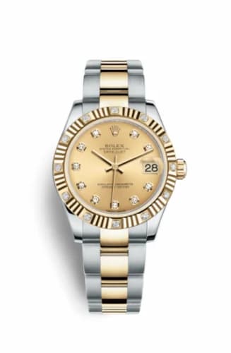 Rolex Datejust 31 Rolesor Fluted Diamond / Oyster / Champagne Diamond 178313-0041 — фото часов Rolex Datejust 31 Rolesor Fluted Diamond / Oyster / Champagne Diamond 178313-0041 — фото часов