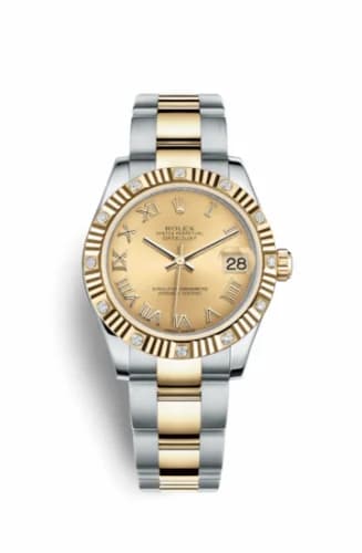 Rolex Datejust 31 Rolesor Fluted Diamond / Oyster / Champagne Roman 178313-0071. — фото часов Rolex Datejust 31 Rolesor Fluted Diamond / Oyster / Champagne Roman 178313-0071. — фото часов
