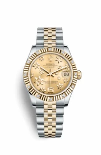 Rolex Datejust 31 Rolesor Yellow Fluted Diamond / Jubilee / Champagne Floral 178313-0073 — фото часов Rolex Datejust 31 Rolesor Yellow Fluted Diamond / Jubilee / Champagne Floral 178313-0073 — фото часов