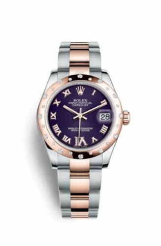 Rolex Datejust 31 Rolesor Everose Domed Diamond / Oyster / Purple Roman 178341-0011 — фото часов Rolex Datejust 31 Rolesor Everose Domed Diamond / Oyster / Purple Roman 178341-0011 — фото часов