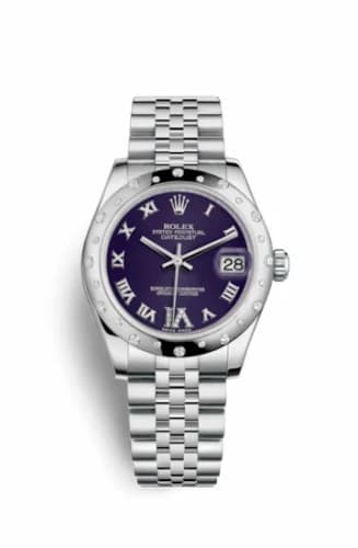 Rolex Datejust 31 Stainless Steel Domed Diamond / Jubilee / Purple - Roman 178344-0002 — фото часов Rolex Datejust 31 Stainless Steel Domed Diamond / Jubilee / Purple - Roman 178344-0002 — фото часов