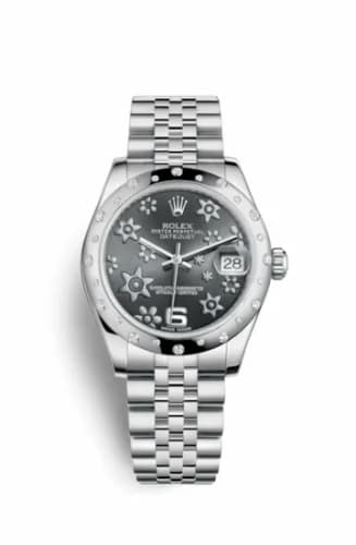 Rolex Datejust 31 Stainless Steel Domed Diamond / Jubilee / Dark Rhodium Floral 178344-0003 — фото часов Rolex Datejust 31 Stainless Steel Domed Diamond / Jubilee / Dark Rhodium Floral 178344-0003 — фото часов