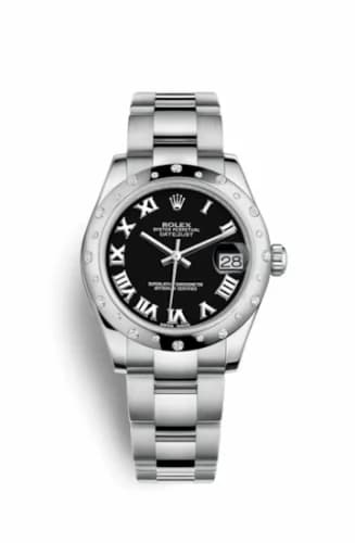 Rolex Datejust 31 Stainless Steel Domed Diamond / Oyster / Black - Roman 178344-0013 — фото часов Rolex Datejust 31 Stainless Steel Domed Diamond / Oyster / Black - Roman 178344-0013 — фото часов