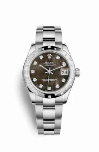 Rolex Datejust 31 Stainless Steel Domed Diamond / Oyster / Black MOP 178344-0015 — фото часов Rolex Datejust 31 Stainless Steel Domed Diamond / Oyster / Black MOP 178344-0015 — фото часов