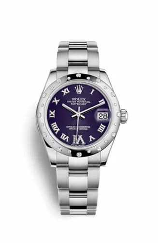 Rolex Datejust 31 Stainless Steel Domed Diamond / Oyster / Purple - Roman 178344-0016 — фото часов Rolex Datejust 31 Stainless Steel Domed Diamond / Oyster / Purple - Roman 178344-0016 — фото часов