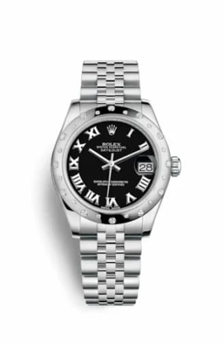 Rolex Datejust 31 Stainless Steel Domed Diamond / Jubilee / Black - Roman 178344-0034 — фото часов Rolex Datejust 31 Stainless Steel Domed Diamond / Jubilee / Black - Roman 178344-0034 — фото часов