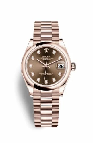 Rolex Datejust 31 Rose Gold / Domed / Chocolate - Diamond / President 278245-0016 — фото часов Rolex Datejust 31 Rose Gold / Domed / Chocolate - Diamond / President 278245-0016 — фото часов