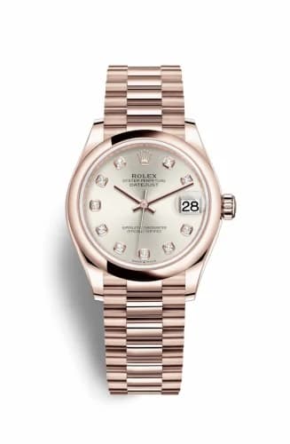 Rolex Datejust 31 Rose Gold / Domed / Silver - Diamond / President 278245-0038 — фото часов Rolex Datejust 31 Rose Gold / Domed / Silver - Diamond / President 278245-0038 — фото часов