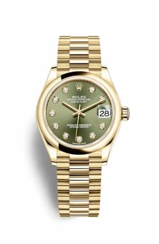Rolex Datejust 31 Yellow Gold / Domed / Olive - Diamond / President 278248-0018 — фото часов Rolex Datejust 31 Yellow Gold / Domed / Olive - Diamond / President 278248-0018 — фото часов