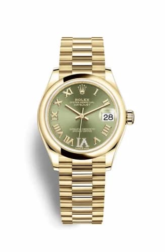 Rolex Datejust 31 Yellow Gold / Domed / Olive - Roman / President 278248-0030 — фото часов Rolex Datejust 31 Yellow Gold / Domed / Olive - Roman / President 278248-0030 — фото часов