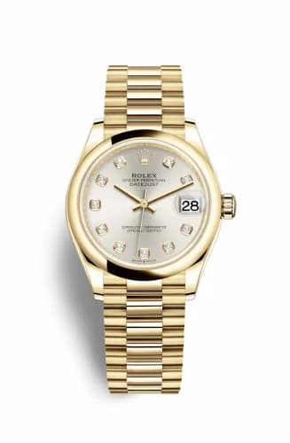 Rolex Datejust 31 Yellow Gold / Domed / Silver - Diamond / President 278248-0034 — фото часов Rolex Datejust 31 Yellow Gold / Domed / Silver - Diamond / President 278248-0034 — фото часов