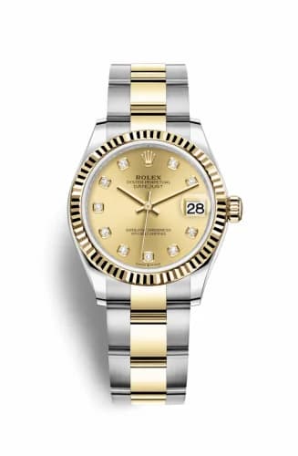 Rolex Datejust 31 Stainless Steel / Yellow Gold / Fluted / Champagne - Diamond / Oyster 278273-0025 — фото часов Rolex Datejust 31 Stainless Steel / Yellow Gold / Fluted / Champagne - Diamond / Oyster 278273-0025 — фото часов