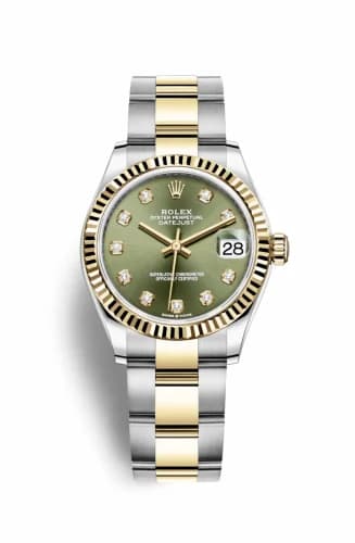 Rolex Datejust 31 Stainless Steel / Yellow Gold / Fluted / Olive - Diamond / Oyster 278273-0029 — фото часов Rolex Datejust 31 Stainless Steel / Yellow Gold / Fluted / Olive - Diamond / Oyster 278273-0029 — фото часов