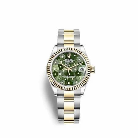 Rolex Datejust 31 Stainless Steel / Yellow Gold / Fluted / Olive - Floral / Oyster 278273-0031 — фото часов Rolex Datejust 31 Stainless Steel / Yellow Gold / Fluted / Olive - Floral / Oyster 278273-0031 — фото часов