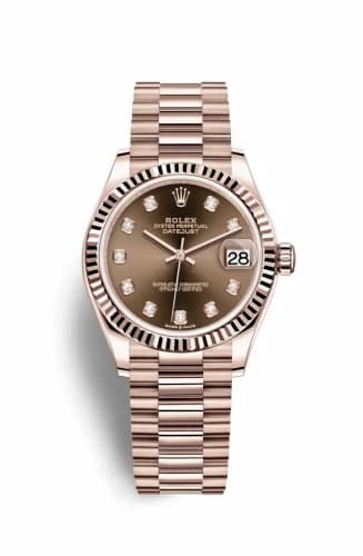 Rolex Datejust 31 Rose Gold / Fluted / Chocolate - Diamond / President 278275-0010 — фото часов Rolex Datejust 31 Rose Gold / Fluted / Chocolate - Diamond / President 278275-0010 — фото часов