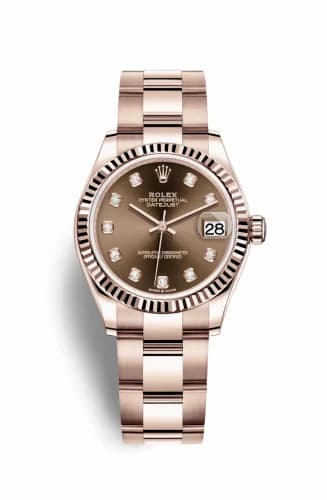 Rolex Datejust 31 Rose Gold / Fluted / Chocolate - Diamond / Oyster 278275-0017 — фото часов Rolex Datejust 31 Rose Gold / Fluted / Chocolate - Diamond / Oyster 278275-0017 — фото часов