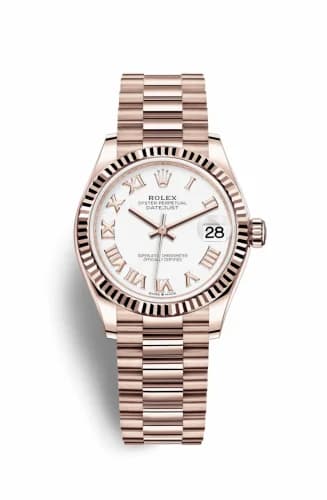 Rolex Datejust 31 Rose Gold / Fluted / White - Roman / President 278275-0019 — фото часов Rolex Datejust 31 Rose Gold / Fluted / White - Roman / President 278275-0019 — фото часов