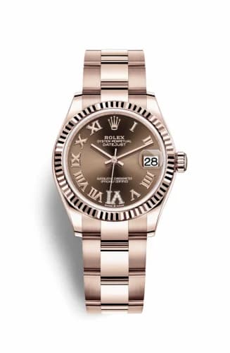 Rolex Datejust 31 Rose Gold / Fluted / Chocolate - Roman / Oyster 278275-0024 — фото часов Rolex Datejust 31 Rose Gold / Fluted / Chocolate - Roman / Oyster 278275-0024 — фото часов
