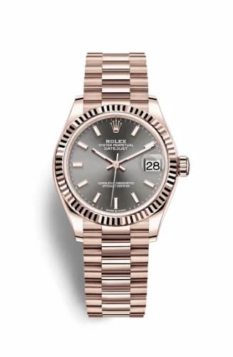 Rolex Datejust 31 Rose Gold / Fluted / Grey / President 278275-0027 — фото часов Rolex Datejust 31 Rose Gold / Fluted / Grey / President 278275-0027 — фото часов