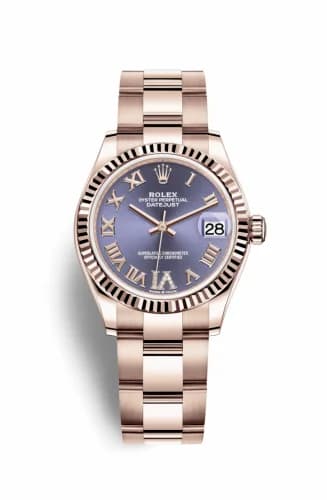 Rolex Datejust 31 Rose Gold / Fluted / Aubergine - Roman / Oyster 278275-0028 — фото часов Rolex Datejust 31 Rose Gold / Fluted / Aubergine - Roman / Oyster 278275-0028 — фото часов