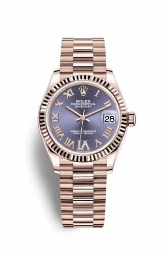 Rolex Datejust 31 Rose Gold / Fluted / Aubergine - Roman / President 278275-0029 — фото часов Rolex Datejust 31 Rose Gold / Fluted / Aubergine - Roman / President 278275-0029 — фото часов