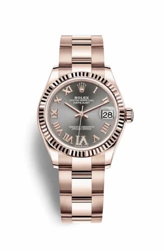 Rolex Datejust 31 Rose Gold / Fluted / Grey - Roman / Oyster 278275-0032 — фото часов Rolex Datejust 31 Rose Gold / Fluted / Grey - Roman / Oyster 278275-0032 — фото часов