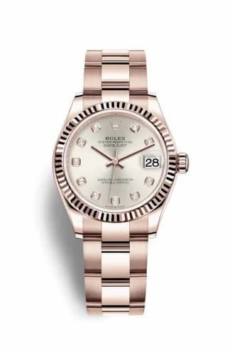 Rolex Datejust 31 Rose Gold / Fluted / Silver - Diamond / Oyster 278275-0038 — фото часов Rolex Datejust 31 Rose Gold / Fluted / Silver - Diamond / Oyster 278275-0038 — фото часов