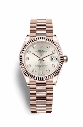 Rolex Datejust 31 Rose Gold / Fluted / Silver - Diamond / President 278275-0039 — фото часов Rolex Datejust 31 Rose Gold / Fluted / Silver - Diamond / President 278275-0039 — фото часов