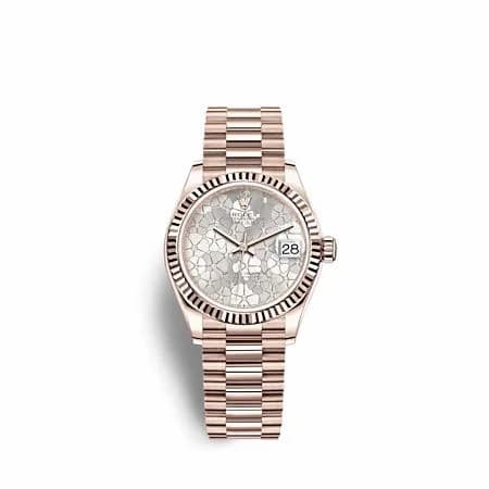 Rolex Datejust 31 Rose Gold - Fluted / Silver - Floral / President 278275-0045 — фото часов Rolex Datejust 31 Rose Gold - Fluted / Silver - Floral / President 278275-0045 — фото часов